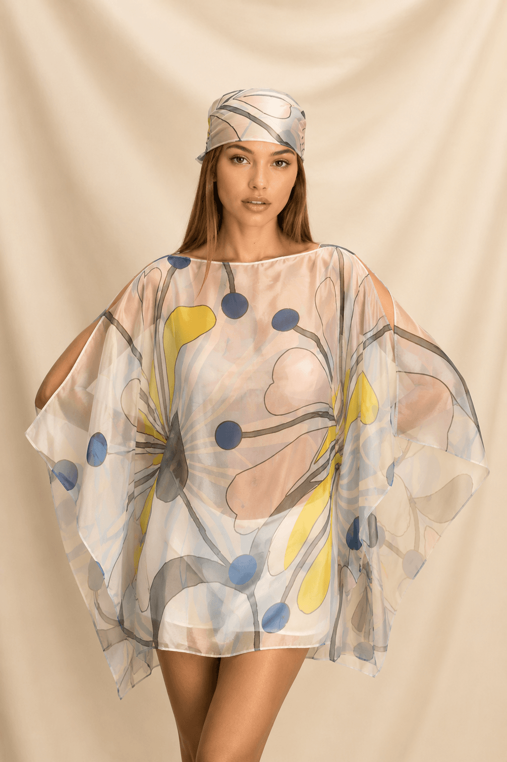 Silk Ponchos and head scarves.